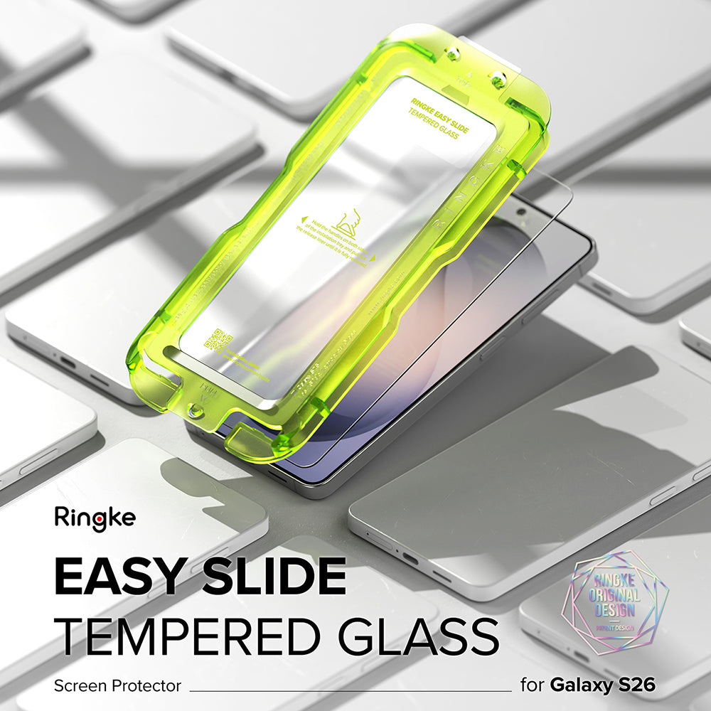 Folie de protectie Ecran Ringke Easy Slide pentru Samsung Galaxy S26 S942, Sticla Securizata, Full Glue, Set 2 bucati