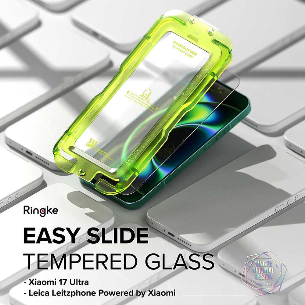 Folie de protectie Ecran Ringke Easy Slide pentru Xiaomi 17 Ultra, Sticla Securizata, Full Glue, Set 2 bucati