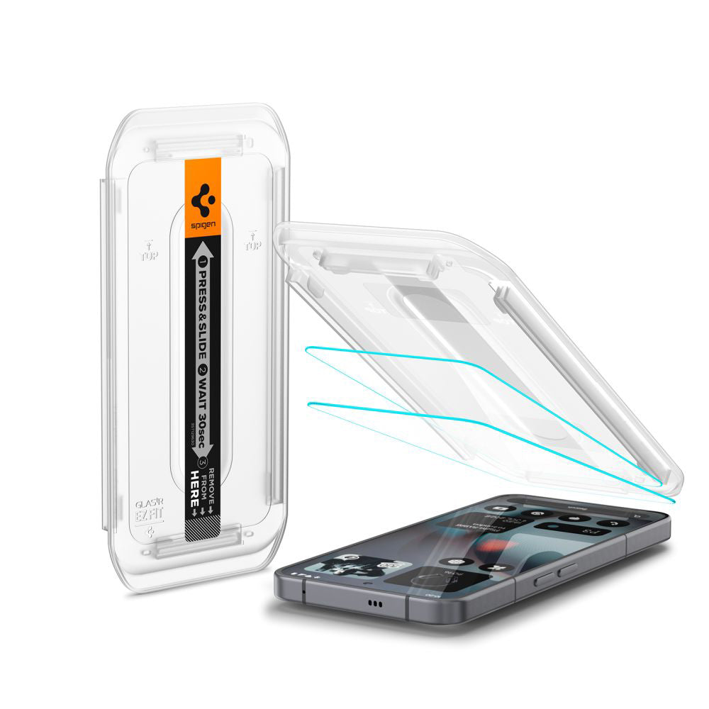 Folie de protectie Ecran Spigen GlastR EZ FIT pentru Nothing Phone (3), Sticla Securizata, Full Glue, Set 2 bucati AGL10165