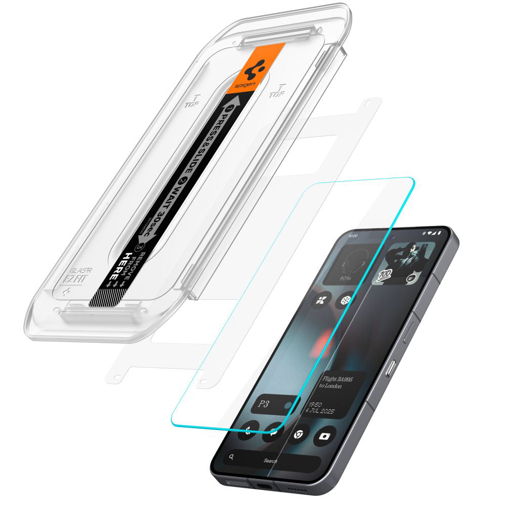 Folie de protectie Ecran Spigen GlastR EZ FIT pentru Nothing Phone (3), Sticla Securizata, Full Glue, Set 2 bucati AGL10165