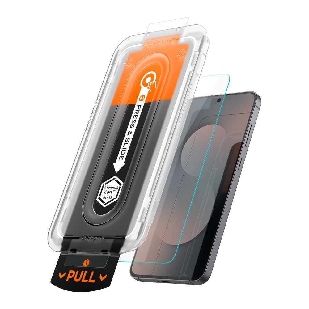 Folie de protectie Ecran Spigen GlastR EZ FIT Pro HD pentru Samsung Galaxy S25 FE, Sticla Securizata, Full Glue, Set 2 bucati AGL10202