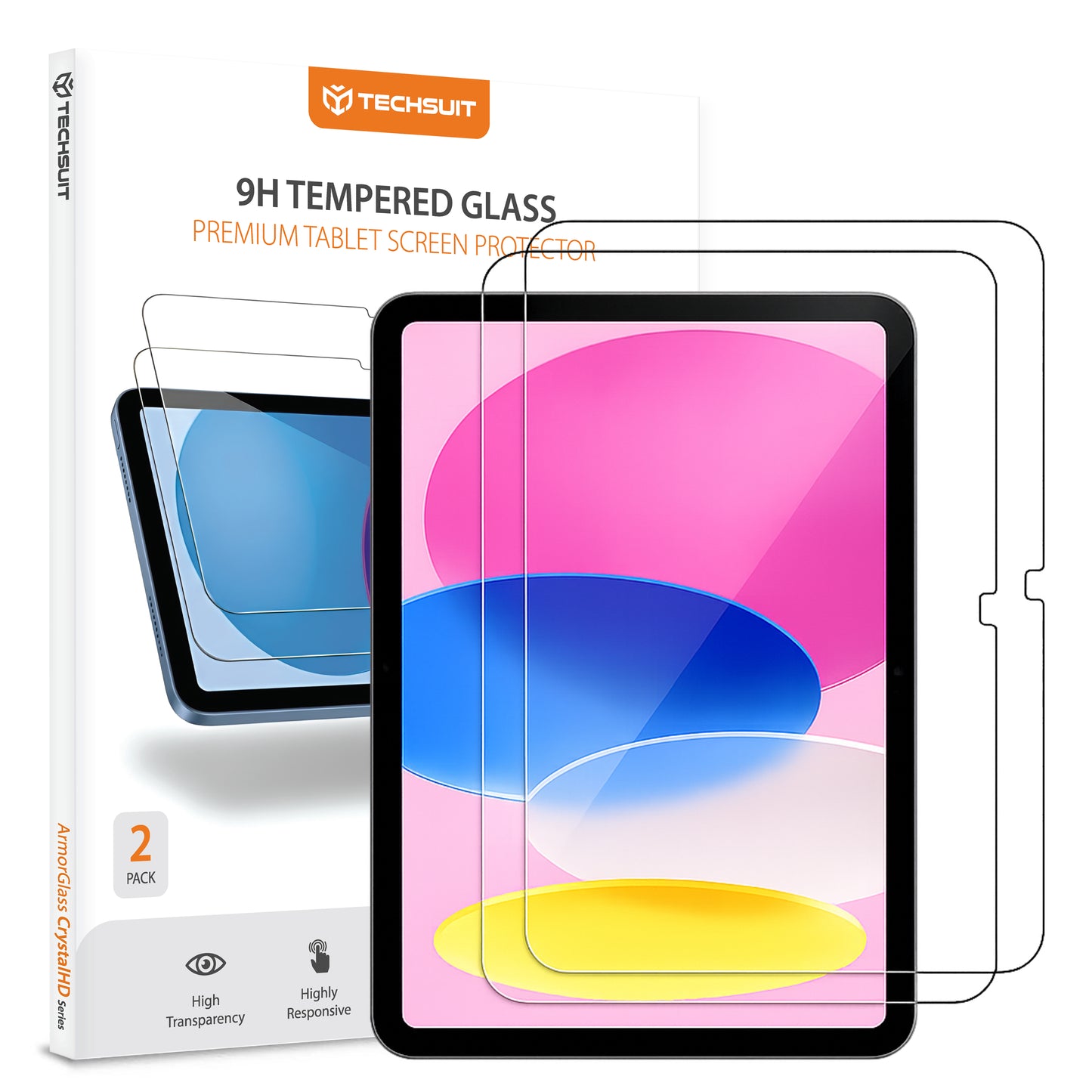 Folie de protectie Ecran Techsuit ArmorGlass CrystalHD pentru Apple iPad (2025) / (2022), Sticla Securizata, Full Glue, Set 2 bucati