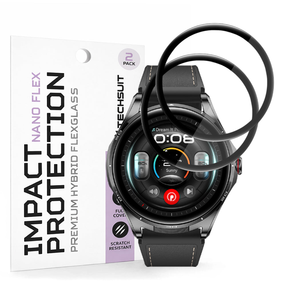 Folie de protectie Ecran Techsuit Nano Flex pentru Huawei Watch Buds 2, Plastic, Set 2 bucati, Neagra