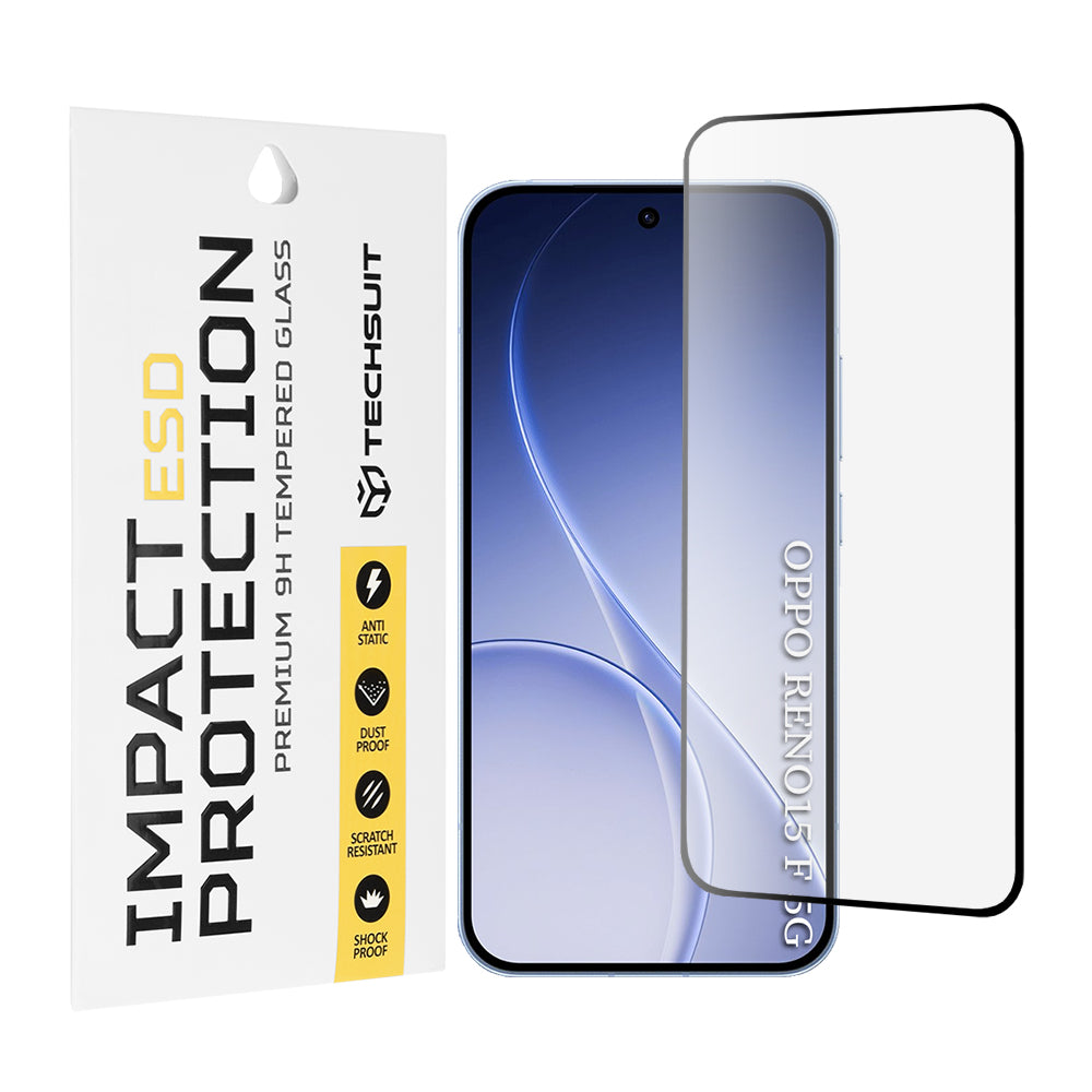 Folie de protectie Ecran Techsuit pentru Oppo Reno15 FS / Reno15 F, Sticla Securizata, Full Glue, Neagra