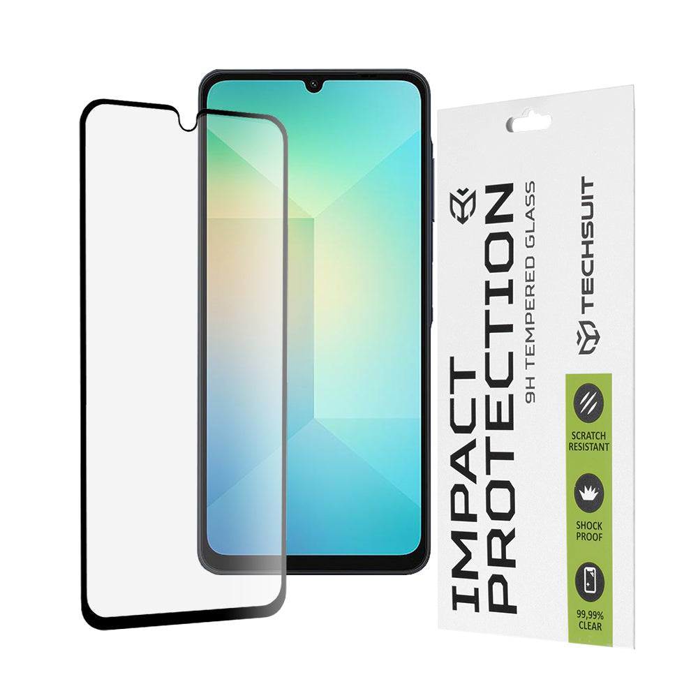 Folie de protectie Ecran Techsuit pentru Samsung Galaxy A06 A065, Sticla Securizata, Full Glue, 111D, Neagra