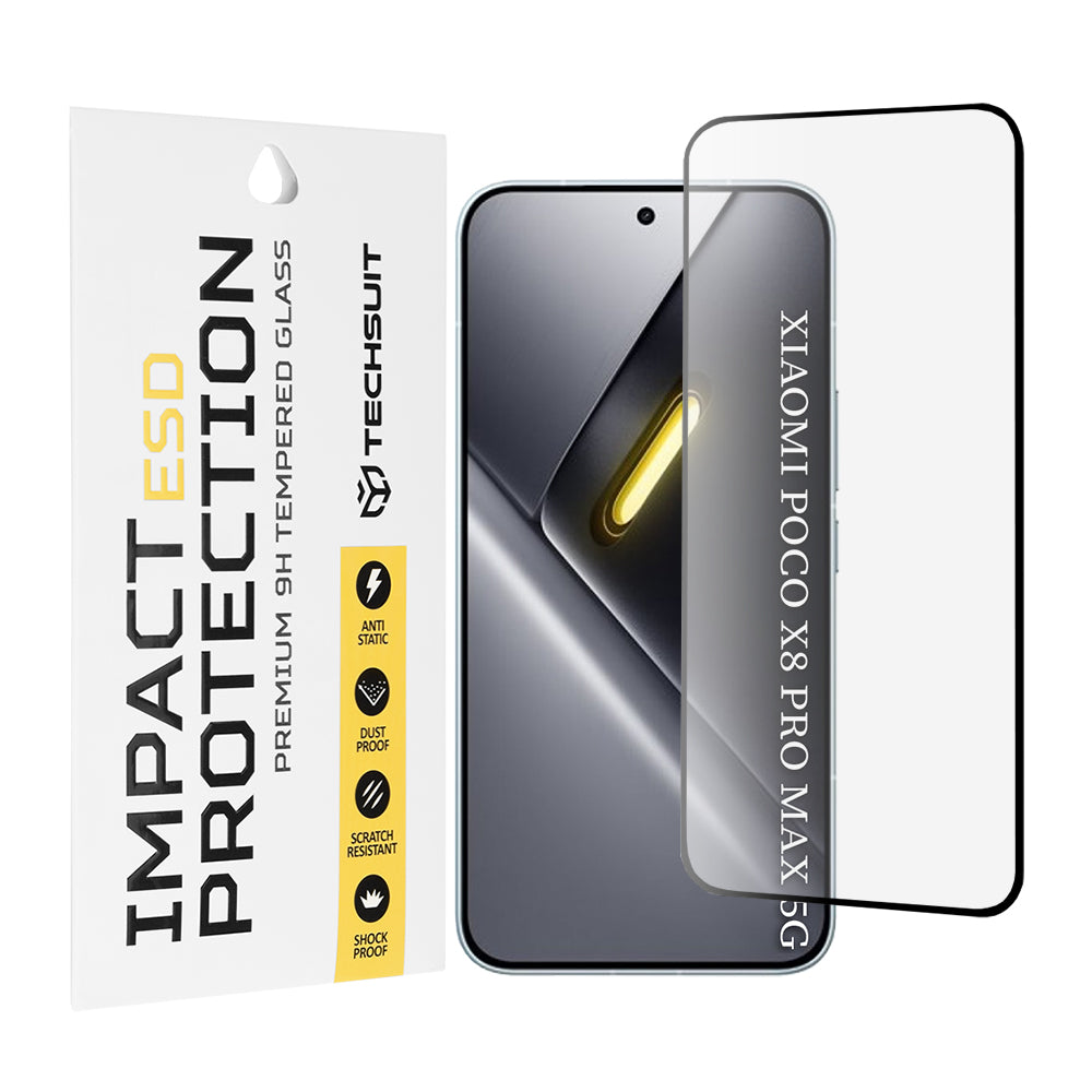 Folie de protectie Ecran Techsuit pentru Xiaomi Poco X8 Pro Max, Sticla Securizata, Full Glue, Neagra