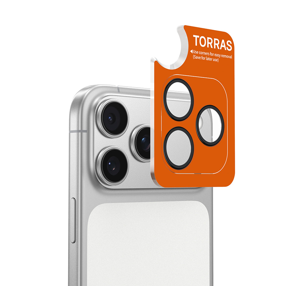 Folie de protectie Camera Spate Torras Lensguard pentru Apple iPhone 17 Pro Max / 17 Pro, Sticla Securizata, Portocalie