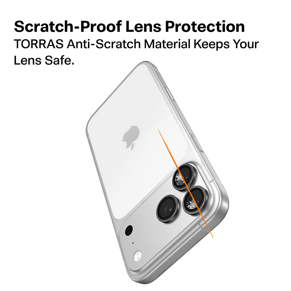 Folie de protectie Camera Spate Torras Lensguard pentru Apple iPhone 17 Pro Max / 17 Pro, Sticla Securizata, Portocalie