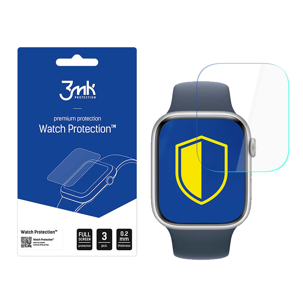 Folie Protectie 3MK Arc pentru Apple Watch Series 11 46mm, Set 3 bucati, Plastic