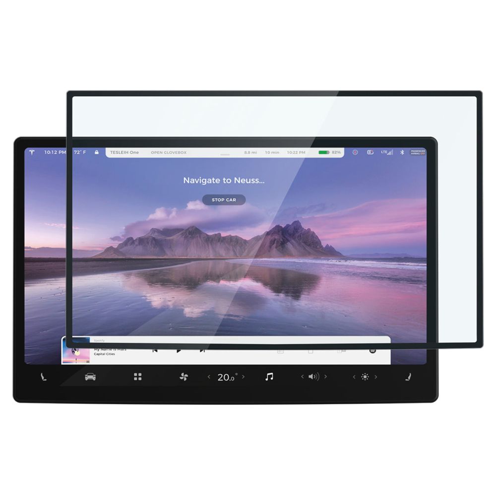 Folie Protectie Spigen GlastR EZ FIT pentru Navigatie Tesla X / S (2022 - 2021), Sticla Securizata, Neagra AGL04688