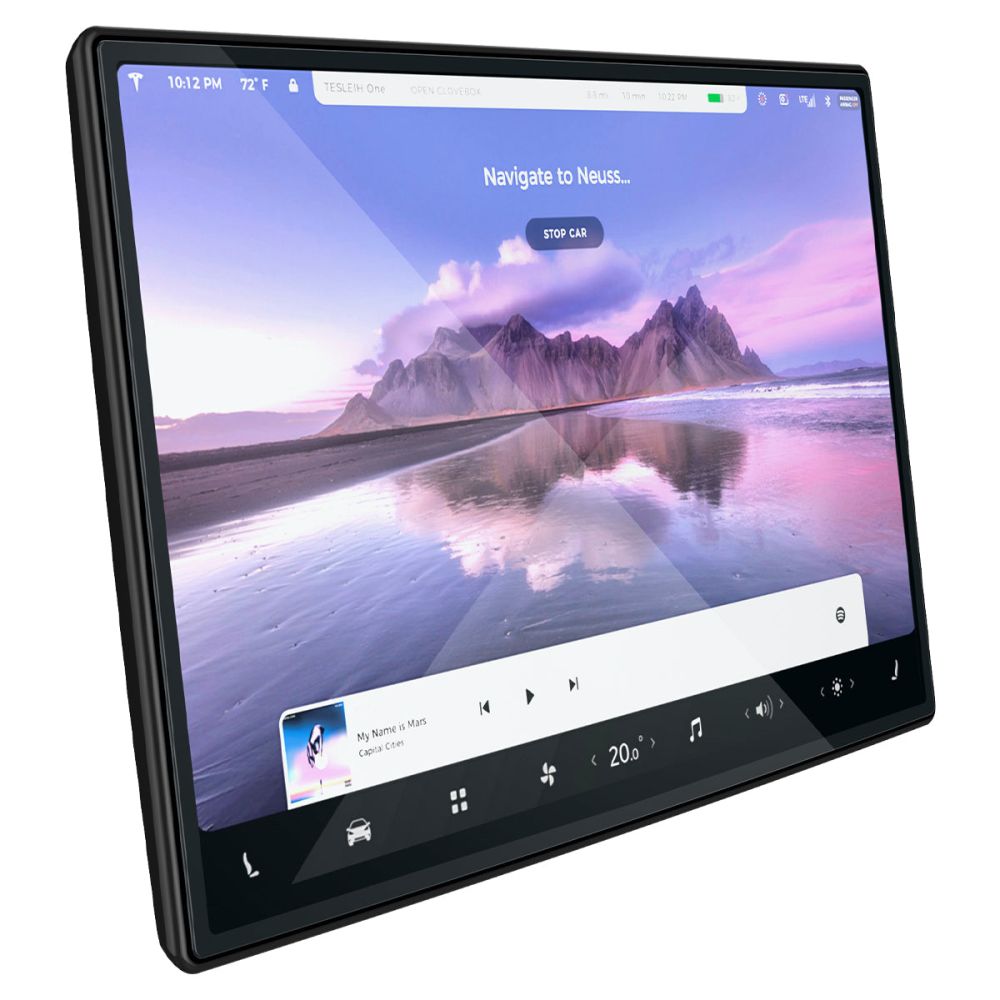 Folie Protectie Spigen GlastR EZ FIT pentru Navigatie Tesla X / S (2022 - 2021), Sticla Securizata, Neagra AGL04688