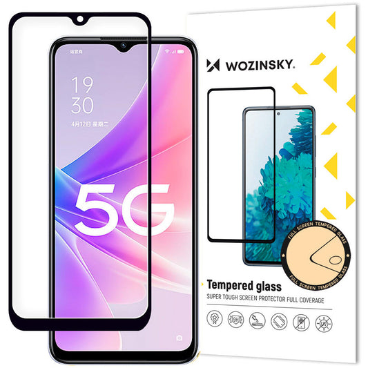 Folie de protectie Ecran WZK pentru Oppo A57 4G / A77 4G / A57s / A57e, Sticla securizata, Full Glue, Case Friendly, Neagra