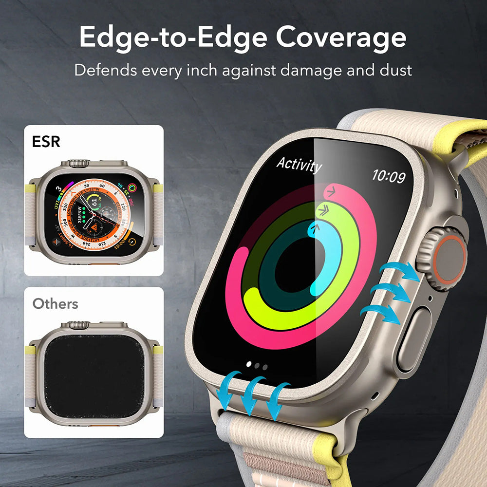 Folie Protectie ESR Armorite pentru Apple Watch Ultra Series, Set 2 bucati, Sticla Securizata, Bronz
