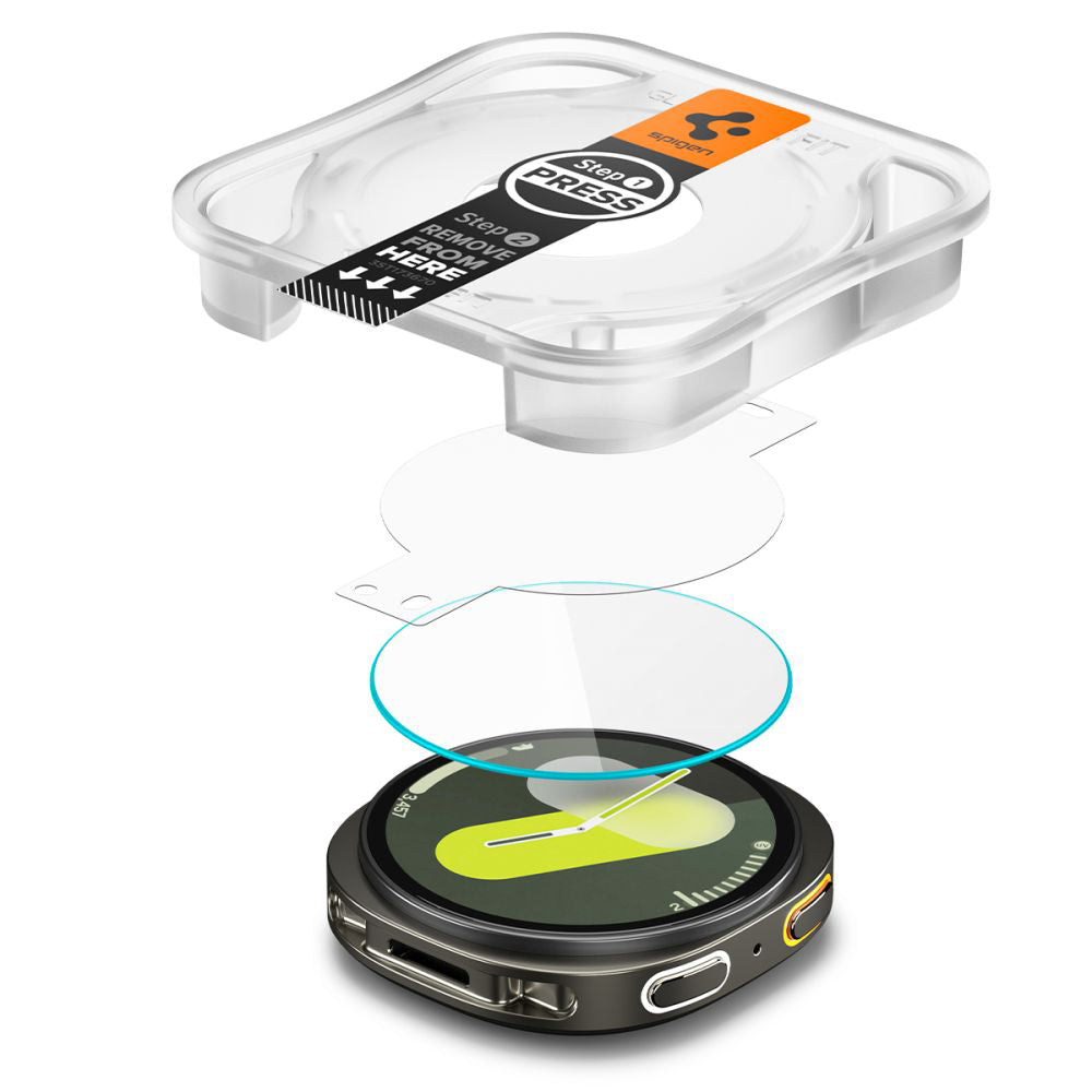 Folie Protectie Spigen GlastR EZ FIT pentru Samsung Galaxy Watch8 44mm, Set 2 bucati, Sticla Securizata AGL09874