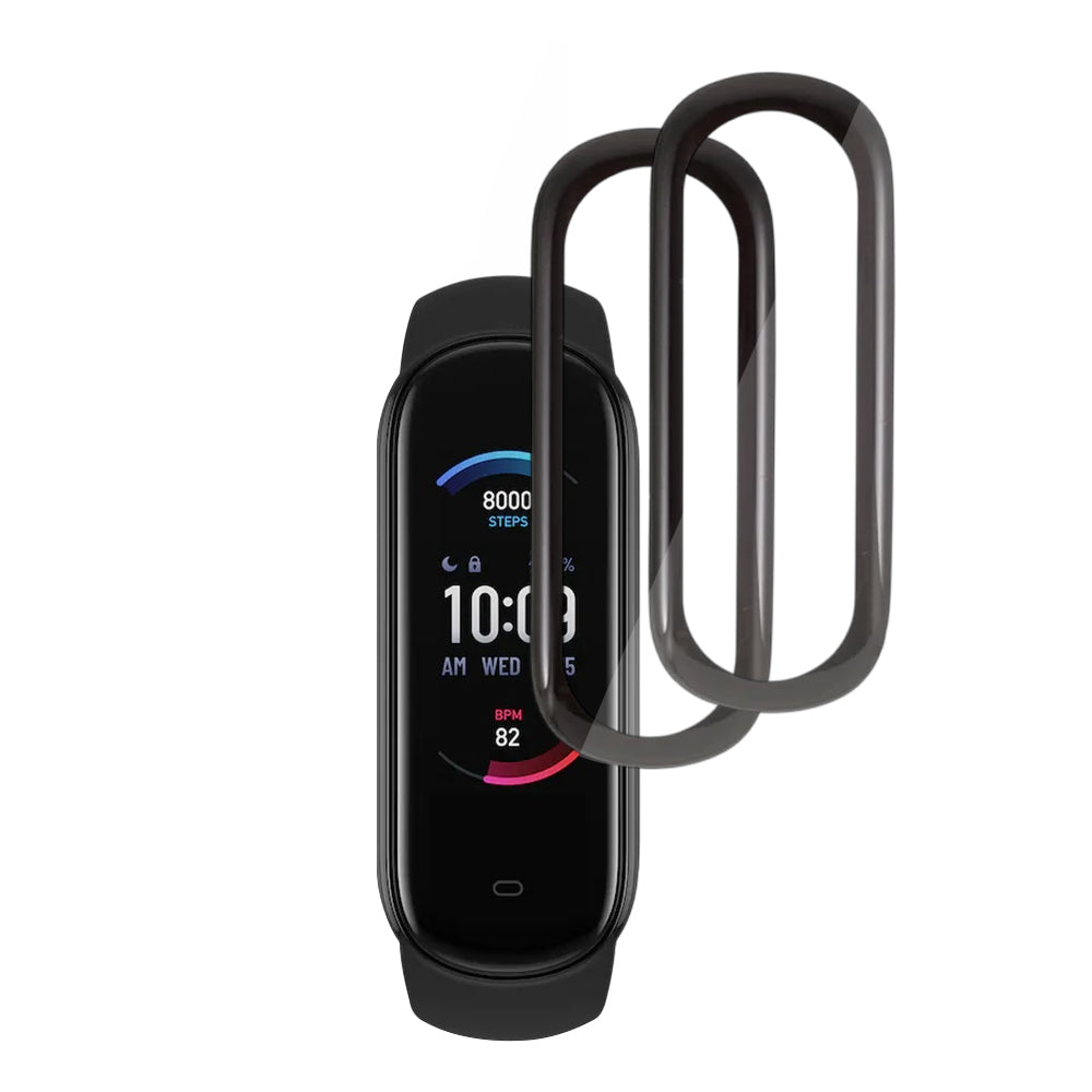 Folie Protectie Techsuit Nano Flex pentru Amazfit Band 5, Set 2 bucati, Plastic, Neagra