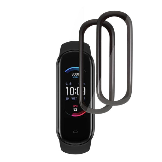 Folie Protectie Techsuit Nano Flex pentru Amazfit Band 5, Set 2 bucati, Plastic, Neagra