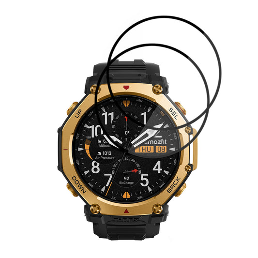 Folie Protectie Techsuit Nano Flex pentru Amazfit T-Rex 3 Pro 48mm, Set 2 bucati, Plastic, Neagra