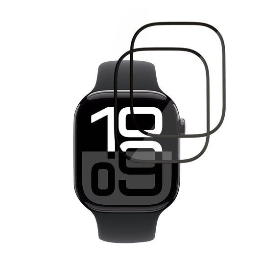 Folie Protectie Techsuit Nano Flex pentru Apple Watch Series 10 / 11 46mm, Set 2 bucati, Plastic, Neagra