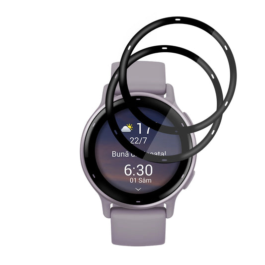 Folie Protectie Techsuit Nano Flex pentru Garmin Vivoactive 5, Set 2 bucati, Plastic, Neagra