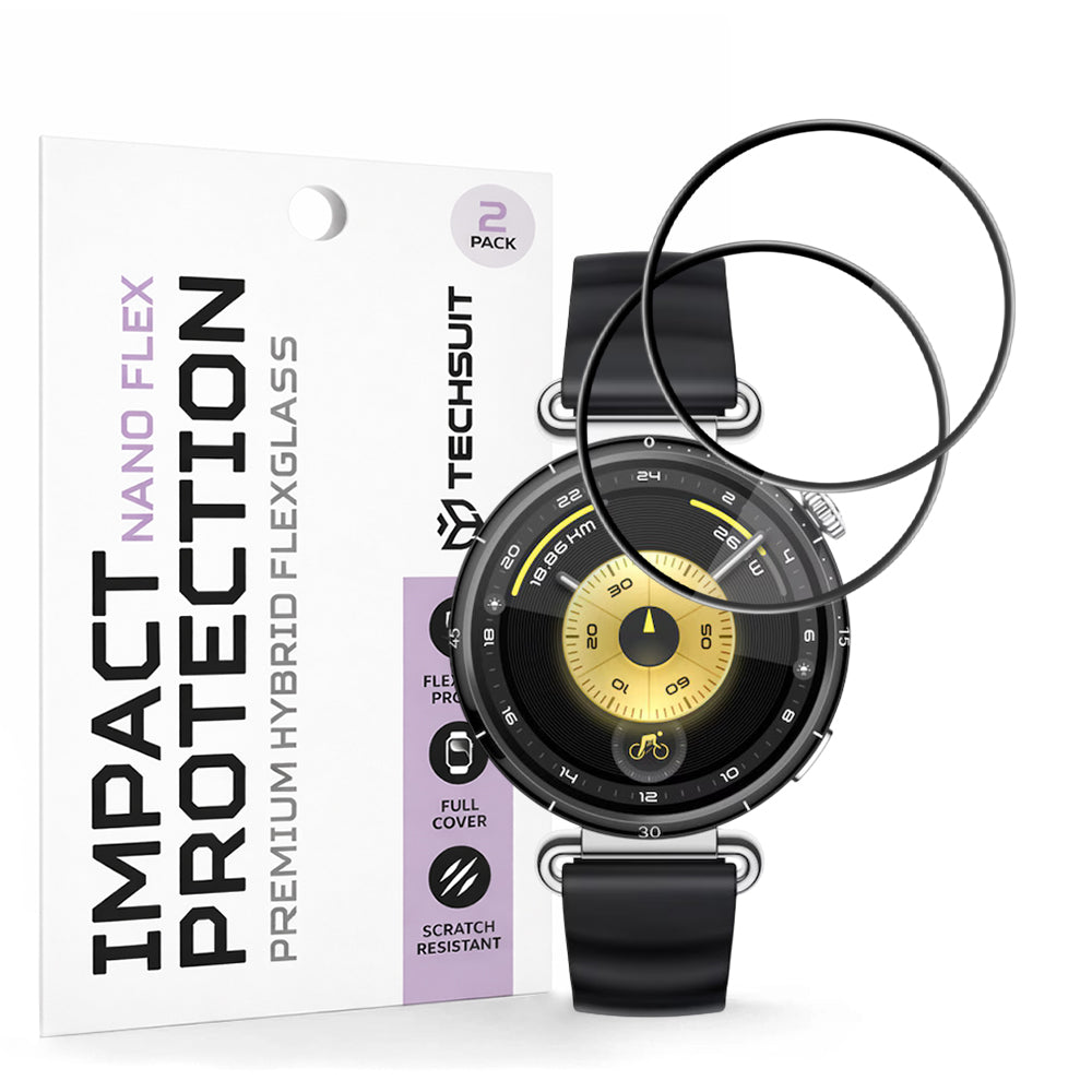 Folie Protectie Techsuit Nano Flex pentru Huawei Watch GT 6 41mm, Set 2 bucati, Plastic, Neagra