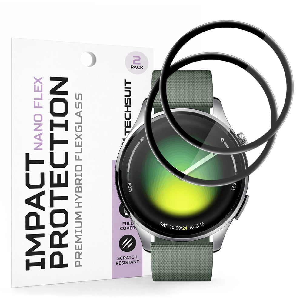 Folie Protectie Techsuit Nano Flex pentru Xiaomi Watch 5, Set 2 bucati, Plastic, Neagra