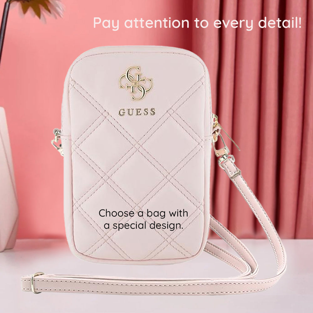Geanta Universala pentru Telefon, Guess, Quilted 4G, Roz
