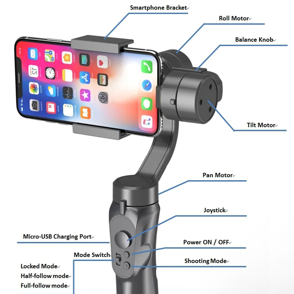 Gimbal Stabilizator Techsuit H4, Negru