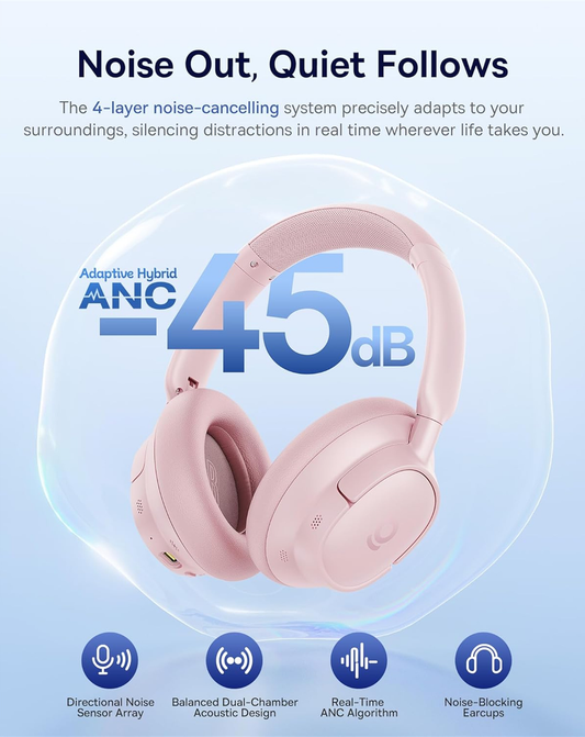 Handsfree Bluetooth Baseus Bass BH1 NC, MultiPoint, A2DP, ANC, Roz A0203704