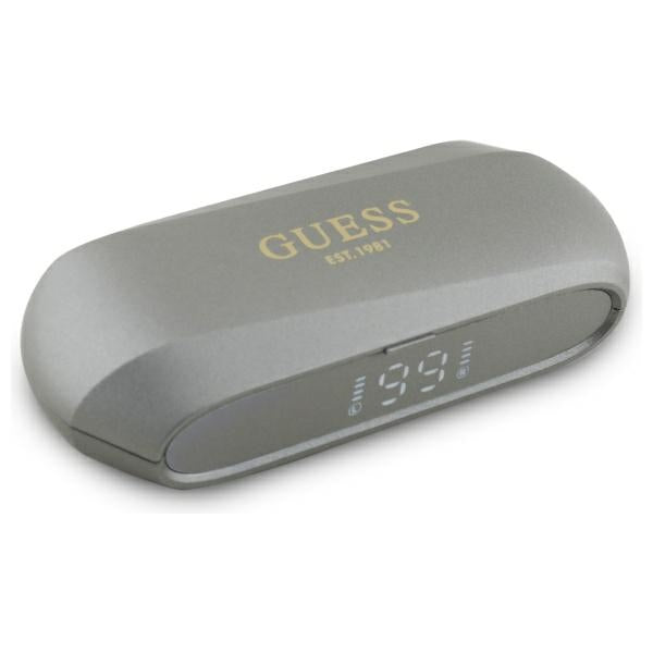 Handsfree Bluetooth Guess Elongated Metallic Printed Logo, TWS, Gri