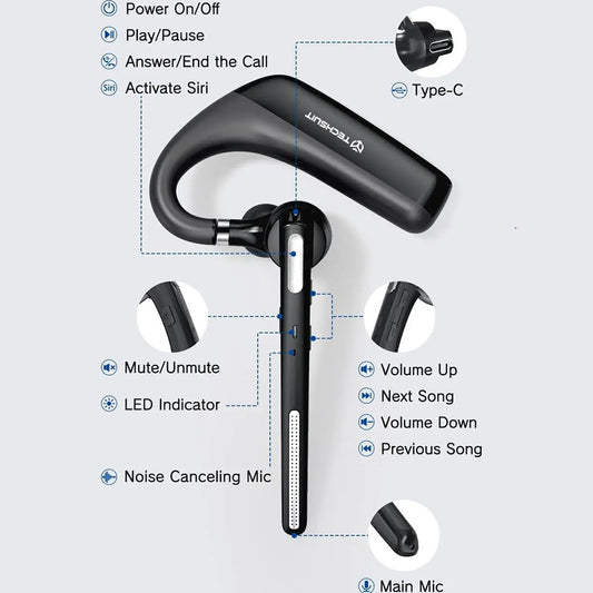 Handsfree Bluetooth Techsuit PowerTalks G6, MultiPoint, A2DP, Negru
