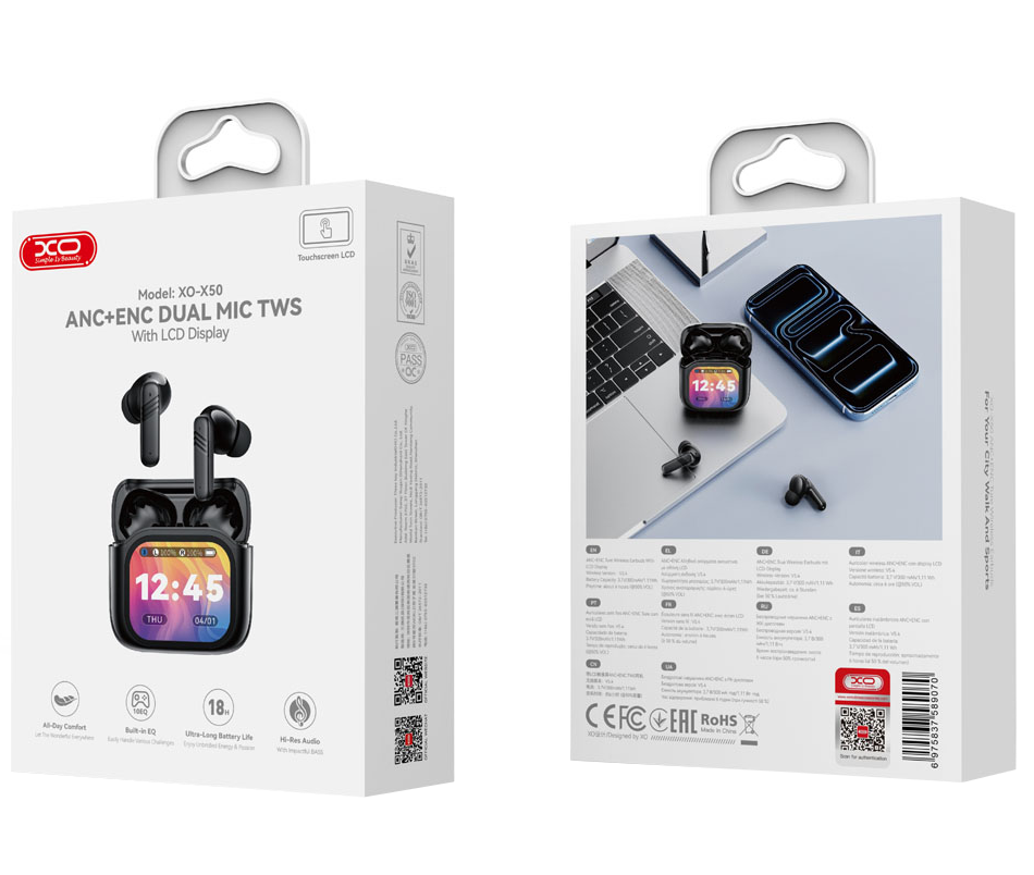 Handsfree Bluetooth XO Design X50, TWS, ANC, Negru