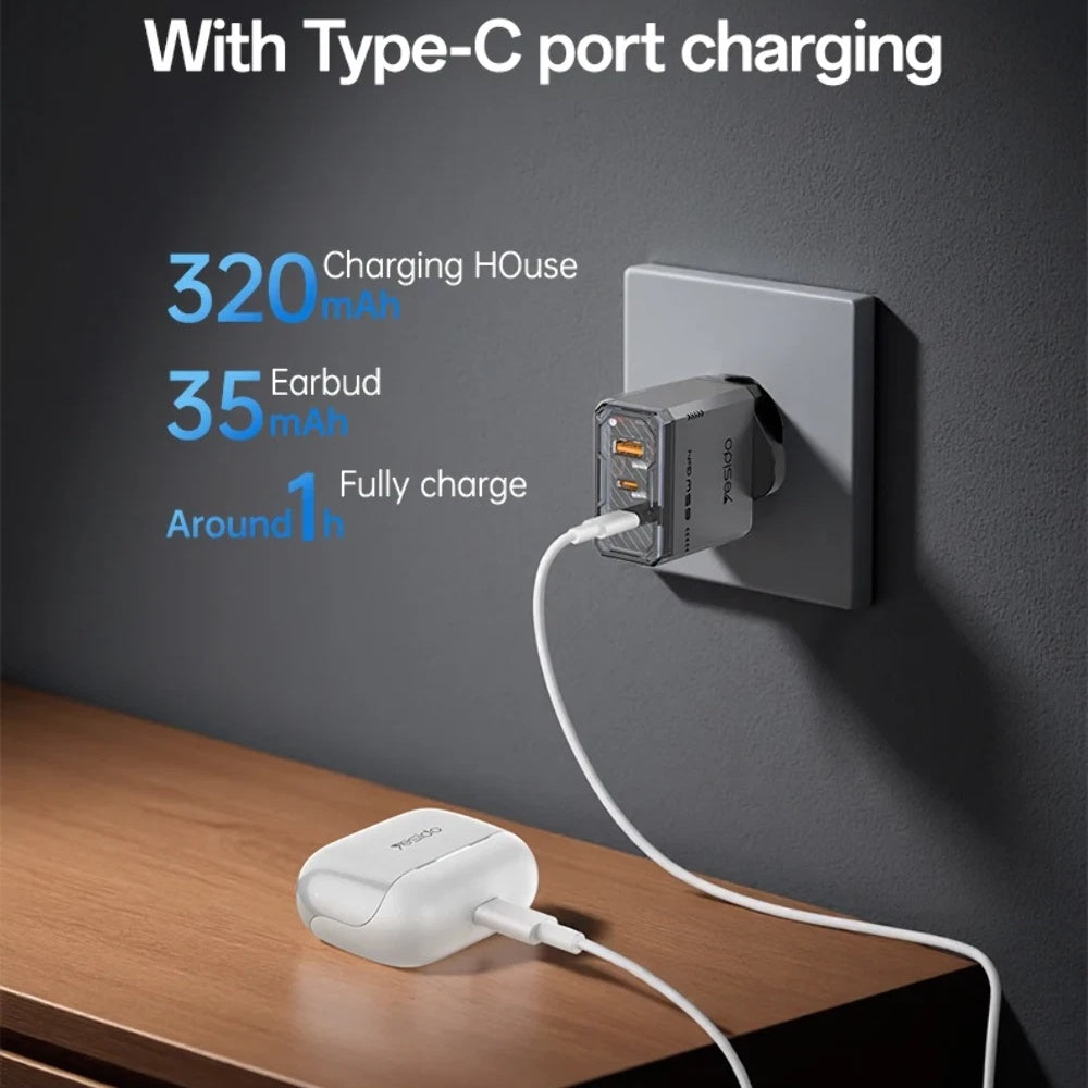 Handsfree Bluetooth Yesido TWS34, TWS, ANC, Alb