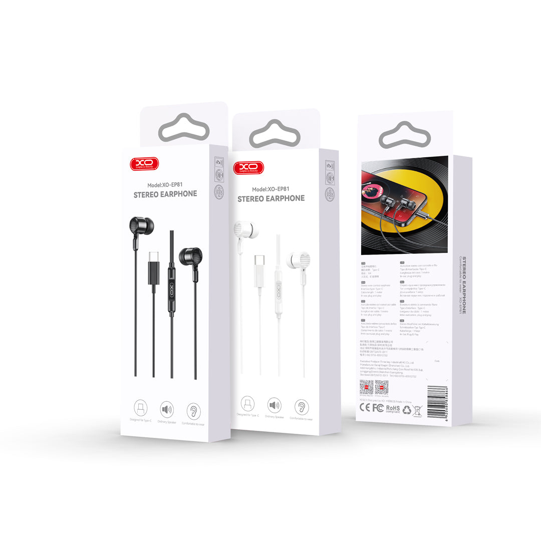 Handsfree USB-C XO Design EP81, Alb