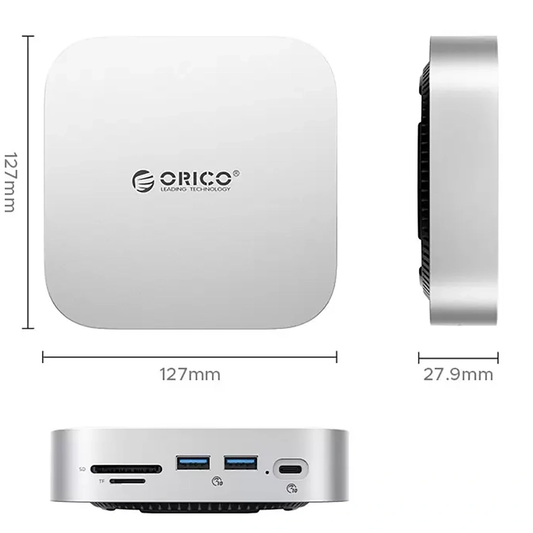Hub Multifunctional Orico MiniLink M48PR pentru Apple Mac Mini M4, 9in1, Argintiu