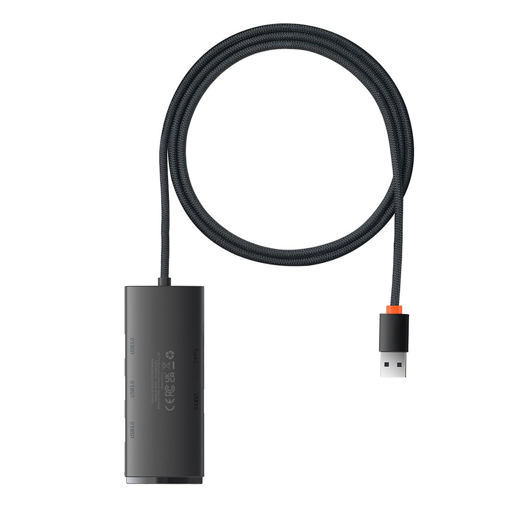 Hub USB Baseus Lite, 4 x USB-A 3.0 - 1 x USB-C, 1m, Negru WKQX030101
