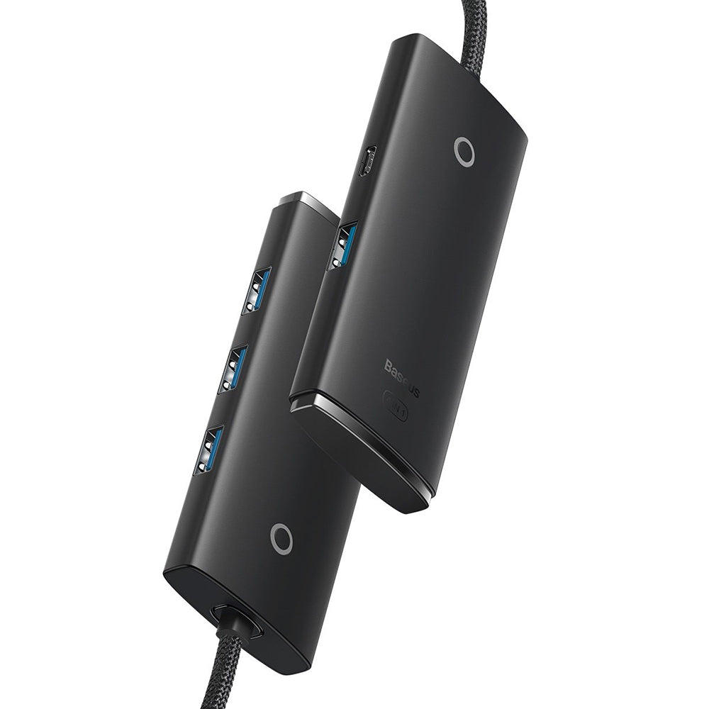 Hub USB Baseus Lite, 4 x USB-A 3.0 - 1 x USB-C, 1m, Negru WKQX030101