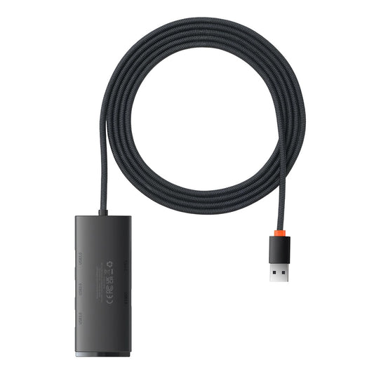Hub USB Baseus Lite, 4 x USB-A 3.0 - 1 x USB-C, 2m, Negru WKQX030201