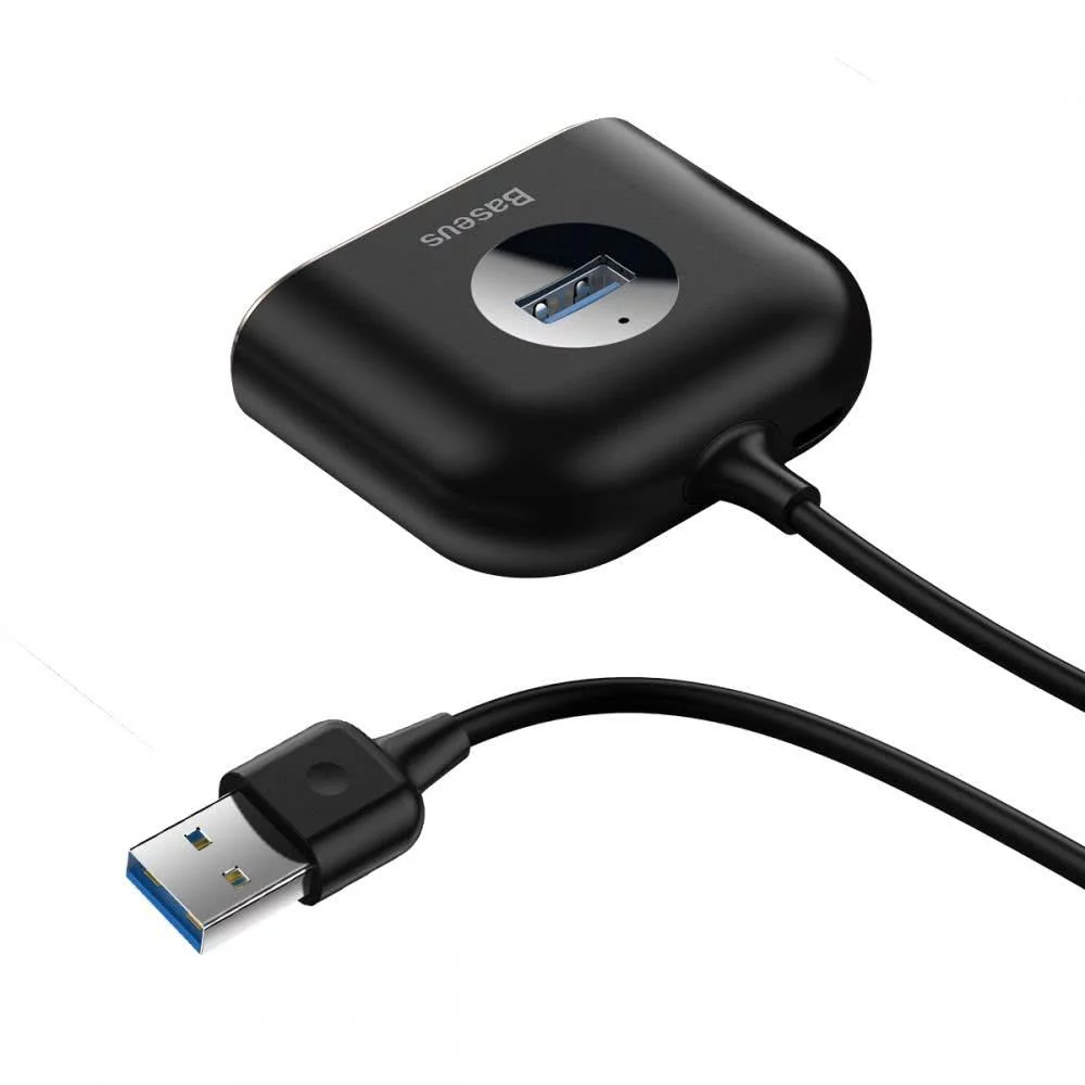 Hub USB Baseus Square, 1 x USB-A 3.0 - 3 x USB-A, Negru CAHUB-AY01