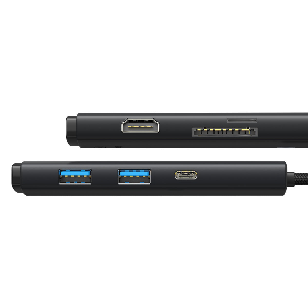 Hub USB-C Baseus, 2 x USB-A 3.0 - 1 x USB-C - 1 x HDMI - 1 x SD - 1 x microSD, Negru WKQX050001