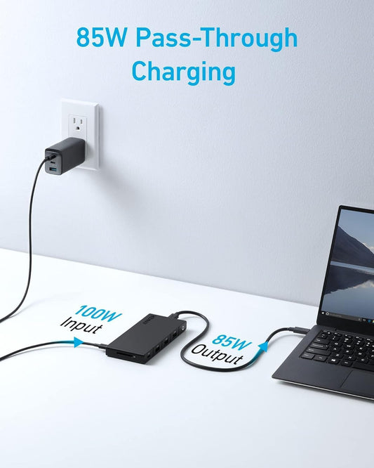 Hub USB-C Anker, 1 x USB-A 3.0 - 2 x USB-A - 3 x USB-C - 2 x HDMI - 1 x RJ45 - 1 x SD, Negru A83A2G11