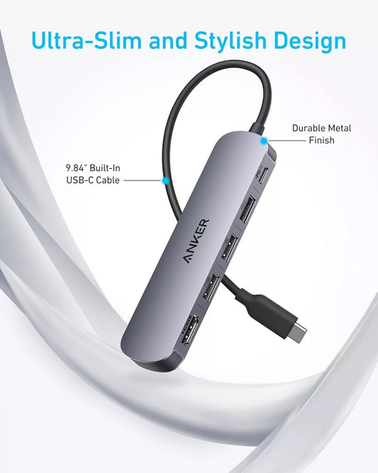 Hub USB-C Anker, 2 x USB-A - 1 x USB-A 3.0 - 1 x USB-C - 1 x HDMI, Gri A8357HA0