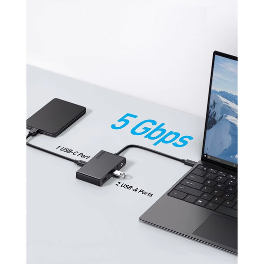 Hub USB-C Anker 332, 2 x USB-A - 2 x USB-C - 1 x HDMI, Negru A8356G11