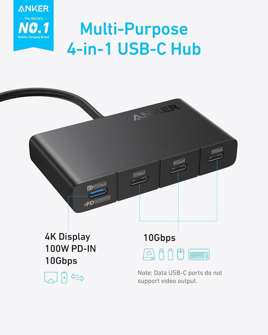 Hub USB-C Anker, 4 x USB-C, Negru A8340GA1