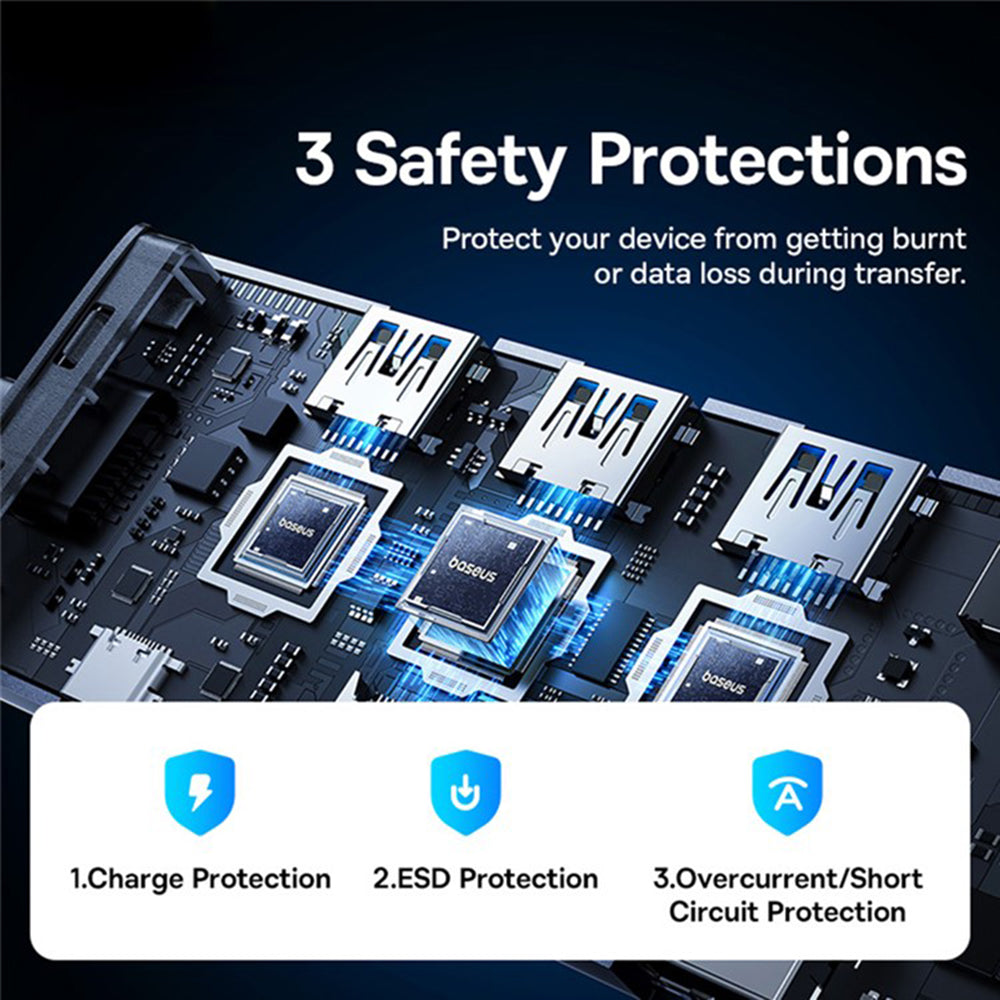 Hub USB-C Baseus UltraJoy, 4 x USB-A 3.0 - 1 x USB-C - 1 x HDMI - 1 x VGA, Gri B00052803811-01