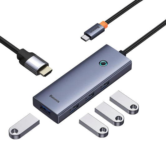 Hub USB-C Baseus UltraJoy, 4 x USB-A 3.0 - 1 x HDMI, Gri B00052809813-00