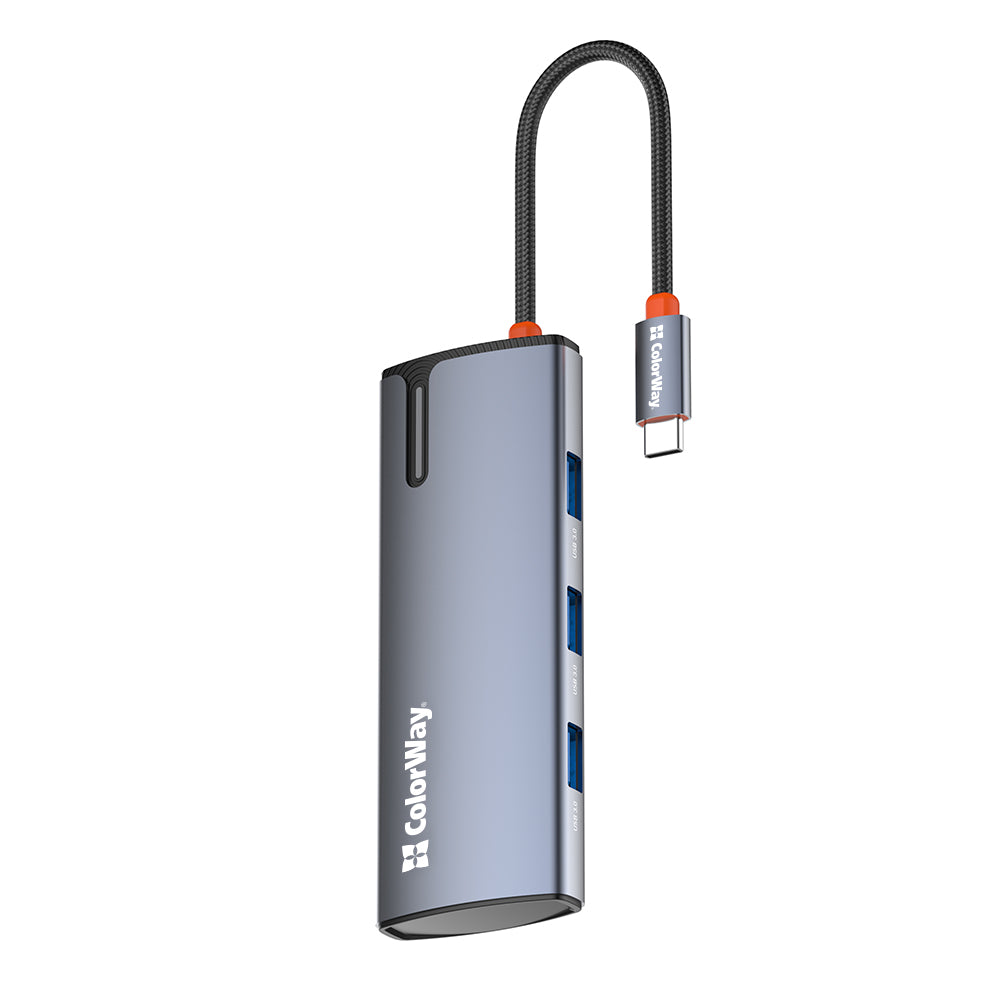 Hub USB-C ColorWay CW-HUB01, 5in1, Argintiu