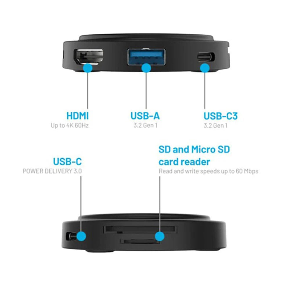 Hub USB-C Fixed MagHub, 7in1, Negru