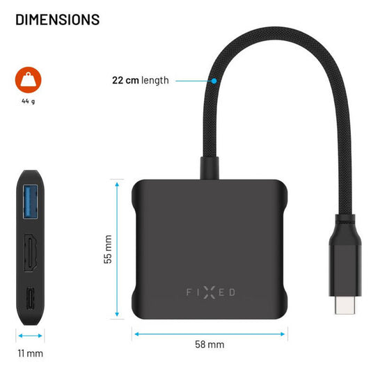 Hub USB-C Fixed Quadri, 5in1, Negru
