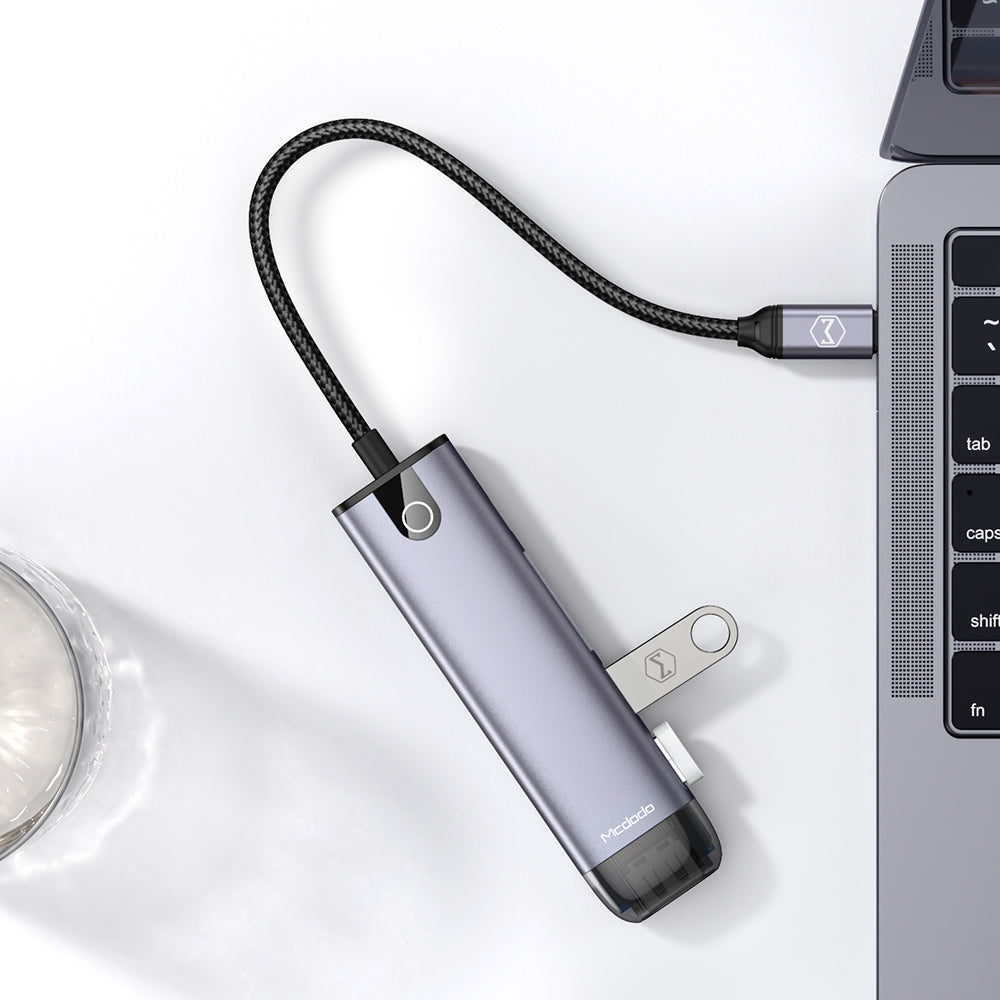 Hub USB-C McDodo HU-7740, 6in1, Gri