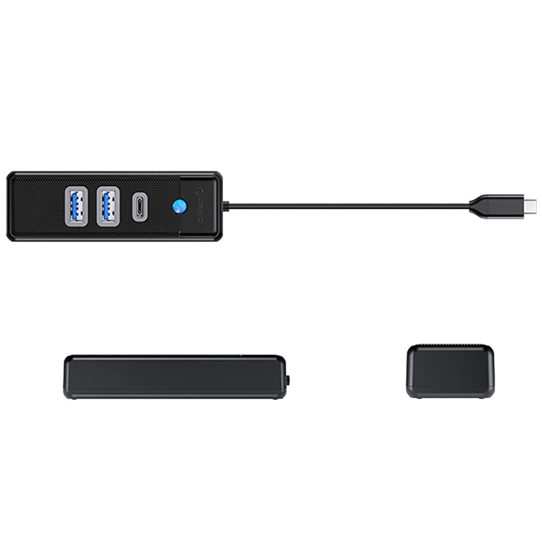 Hub USB-C Orico PWC2U-C3, 2 x USB-A 3.0 - 1 x USB-C, Negru